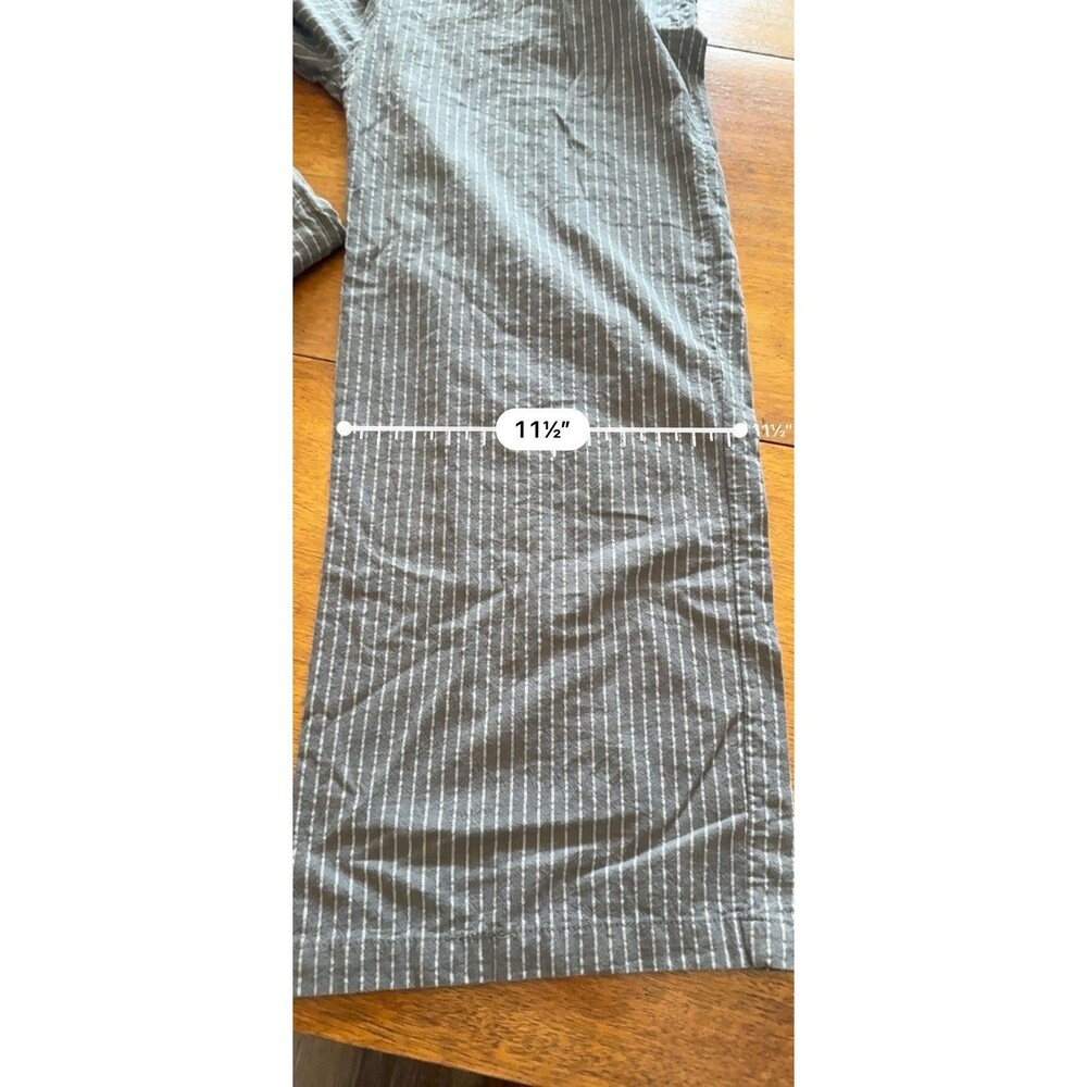 Women’s XL Gray White Pinstripe Linen Cotton Wide Leg Pants Drawstring Waist - Picture 9 of 9